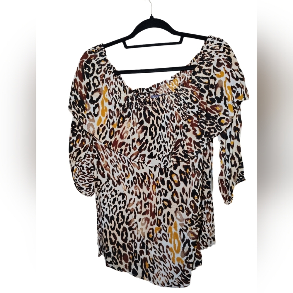 Roaman’s Leopard Print Top – Size 14W | Off-Shoulder Option - Picture 2 of 10
